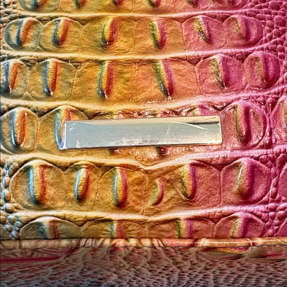 Croc Embossed Multicolor Satchel crossbody/ shoulder bag  Pink Gold Blue /goldto - Picture 15 of 17